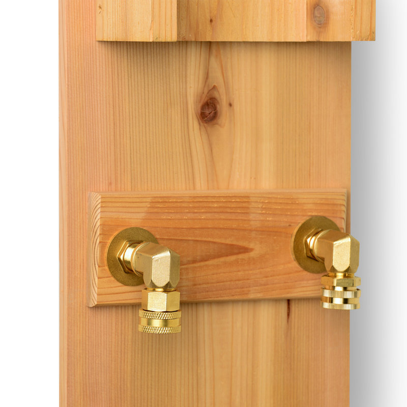 Rustic Cedar and Stainless Steel Outdoor Wall Shower