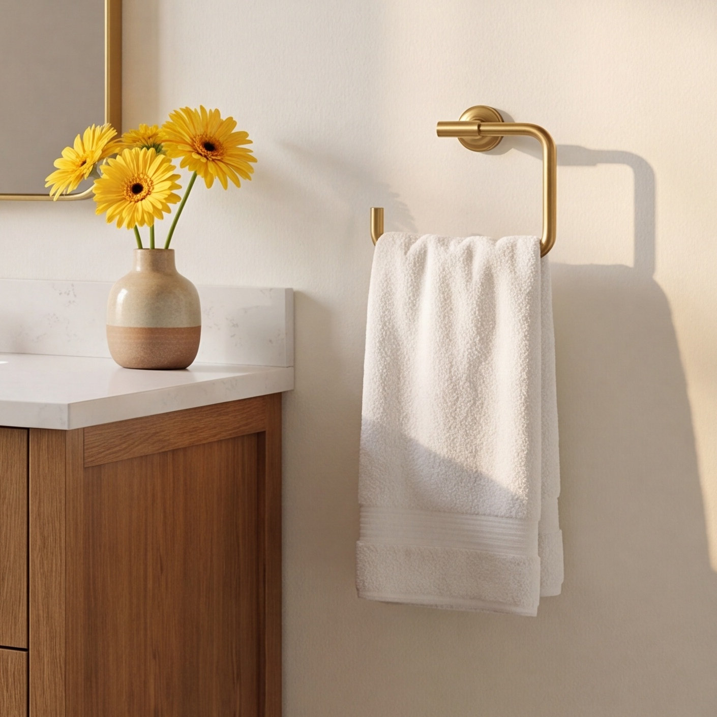 Purist Wall-Mounted Towel Ring, Vibrant Brushed Moderne Brass