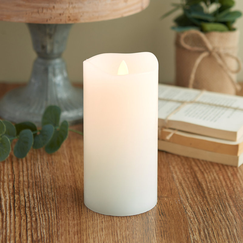 Realistic LED Flame Technology Candle Pillar with Blow Out Feature, 3x6 Inch, White