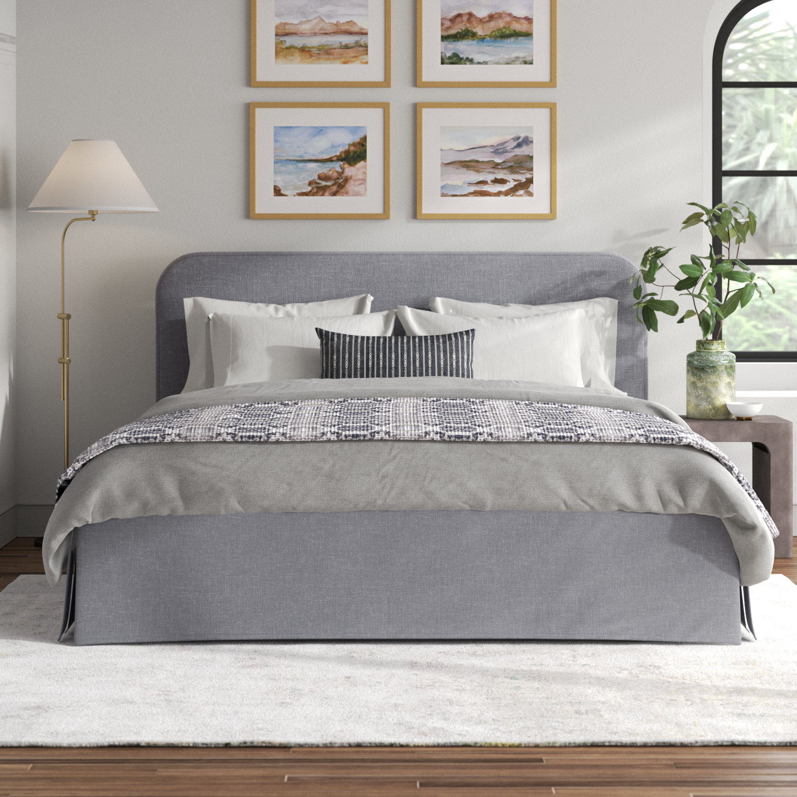 Miya Storage Platform Bed, King, Gray