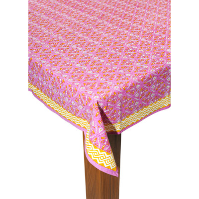 Orchid Luxe Block Print Cotton Tablecloth