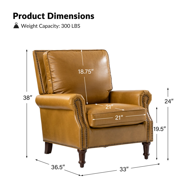 Chaise d'appoint en cuir véritable de style Mid-Century avec pieds en bois massif Wajeeh, Cuir véritable chameau