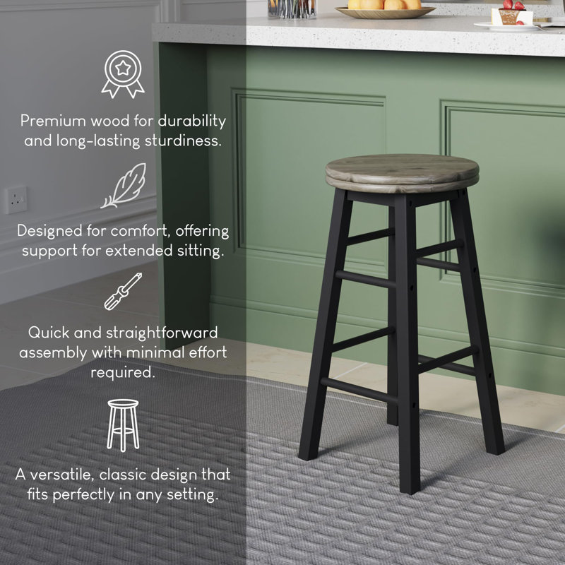 Swivel Solid Wood Counter Stool
