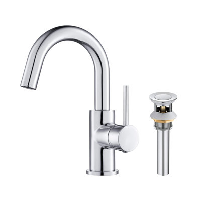 Circular Single-Hole Bathroom Faucet with Drain