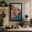 Clifftop Mediterranean Village Coastal - Wrapped Canvas-317924376-317924378