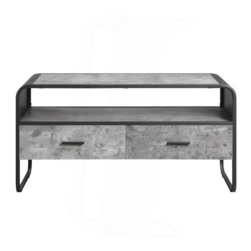 Meuble télé moderne et élégant avec finition noire et étagère avec tiroirs de rangement et meubles de salon de luxe gris béton