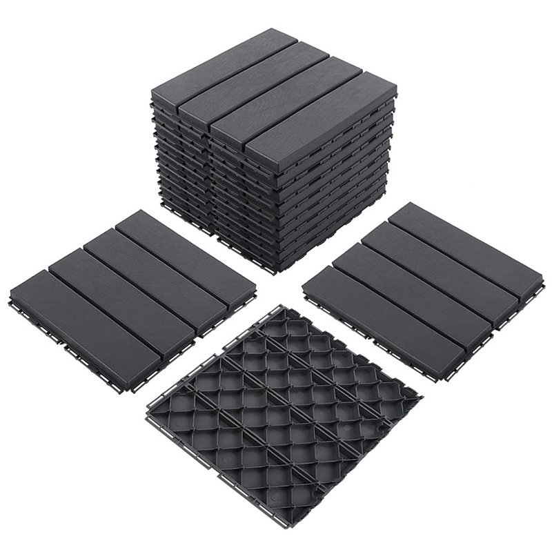 12'' L x 12'' W Plastic Tile, Black