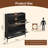 Black 2-Drawer Wooden Shoe Cabinet With Rattan Doors - Narrow Freestanding Entryway Storage Organizer | Gift Idea-1170103769