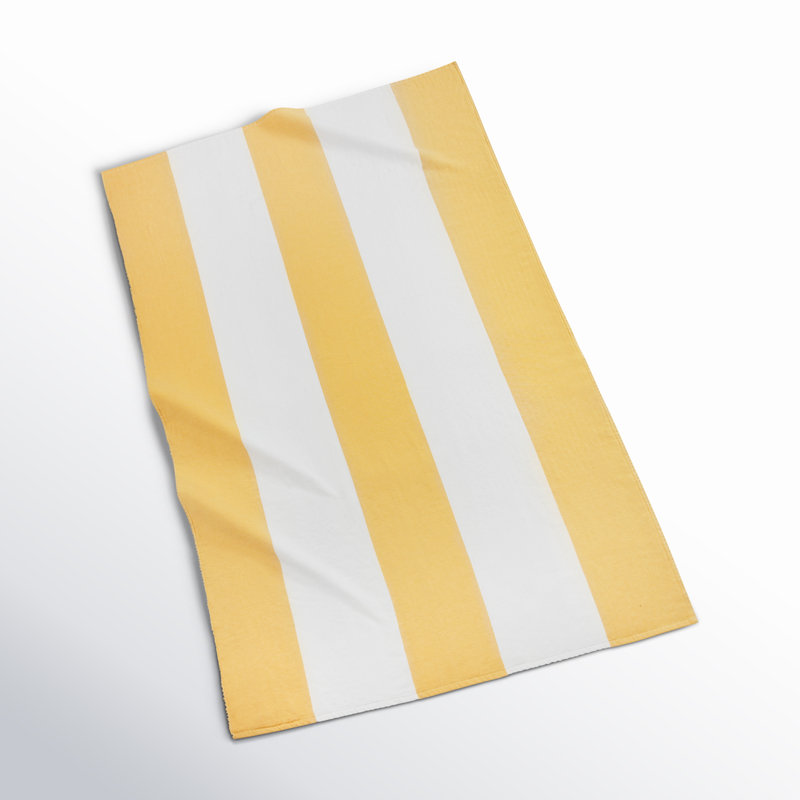 Cotton Midweight Beach Towel, Yellow/White