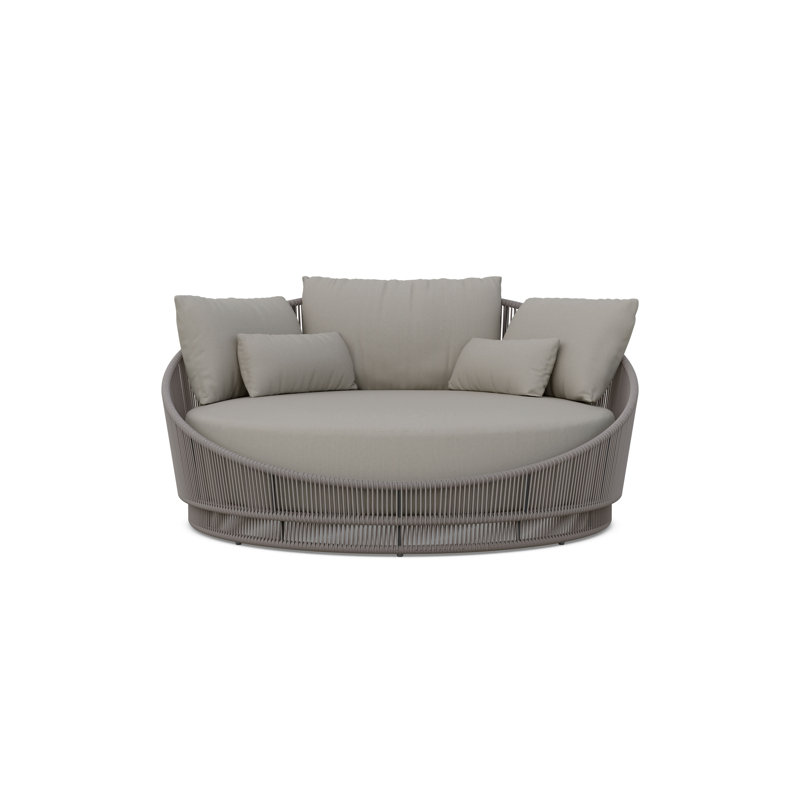 Palma 71.46" Wide Outdoor Curved Patio Daybed with Cushions, Matte Charcoal Frame/Midnight Cushion