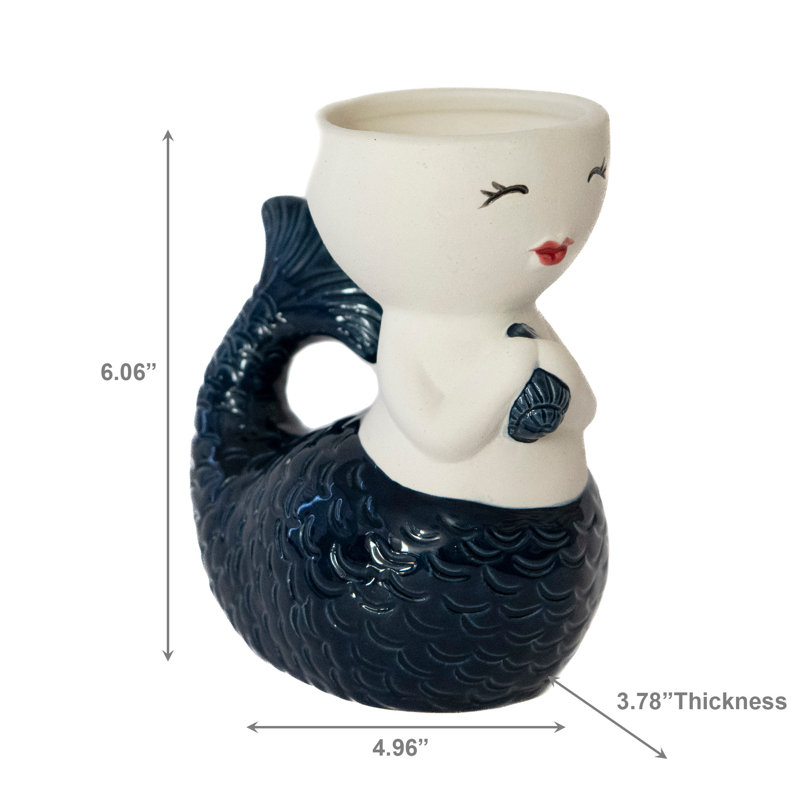 Ceramic Mermaid Planter Sitting