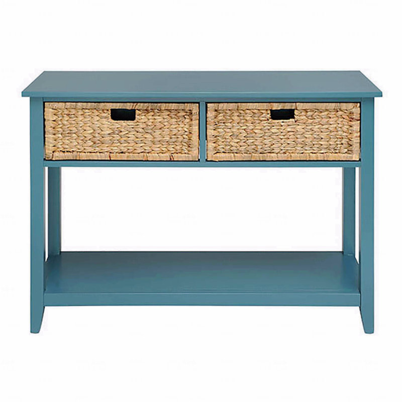 Teal Console Table, With Bottom Shelf