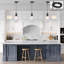 Luminaire suspendu en verre pour îlot de cuisine, ensemble de 2 luminaires suspendus noirs à 1 lumière avec verre transparent soufflé à la main, luminaire suspendu Farmhouse Modern