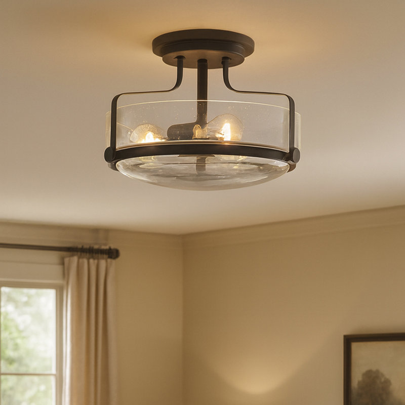 Harper 3-Light Semi-Flush Mount Retro Ceiling Light, Small, Oil Rubbed Bronze