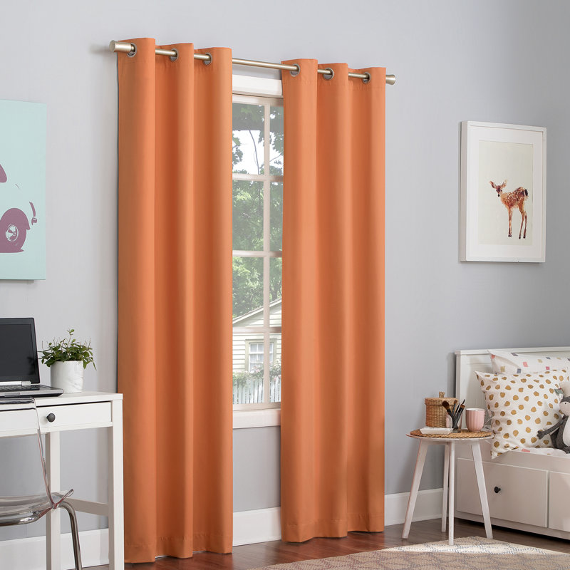 Bright Vibes 100% Blackout Grommet Curtain Panel, 40" x 63", Orange