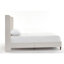 Cadre de grand lit tapissier de 54 po pour la tête de lit, revêtement en toile, rails latéraux en métal, pieds en chêne massif au fini noyer, cadre de chambre à coucher moderne avec tête de lit à oreilles, tissu