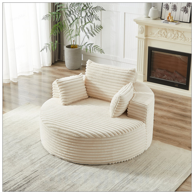 Canapé en éponge Corduroy, fauteuil-lit moderne moelleux pour le salon, la chambre à coucher et le salon, Beige Corduroy