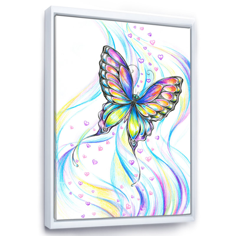 Iridiscent Butterfly - peinture sur toile, H 32 po x l 16 po x P 1 po, Toile blanche encadrée