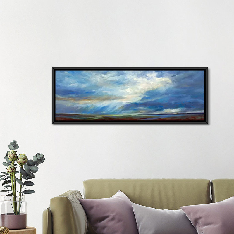 « céleste lightly », reproduction sur toile, H 12 po x l 36 po x P 1,5 po, Toile avec cadre noir