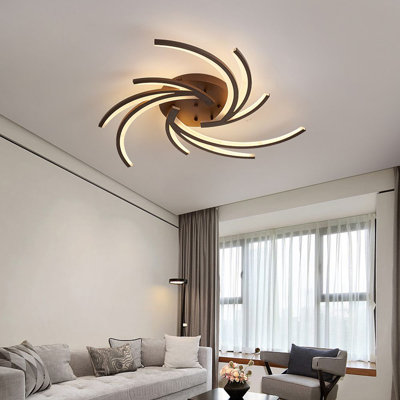 Led Ceiling Light 2042K-5 102 Cm, 200W With Remote Control Light Color/ Brightness Adjustable Dimmable Acrylic Shade Coffee Color Painted Metal Frame Ceiling Lamp Light Fixture Lamp A+