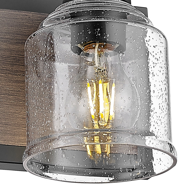 Éclairage pour meuble-lavabo en similibois 16 po à 2 lumières 16 po avec miroir en verre ensemencé pour salle de bain et miroir