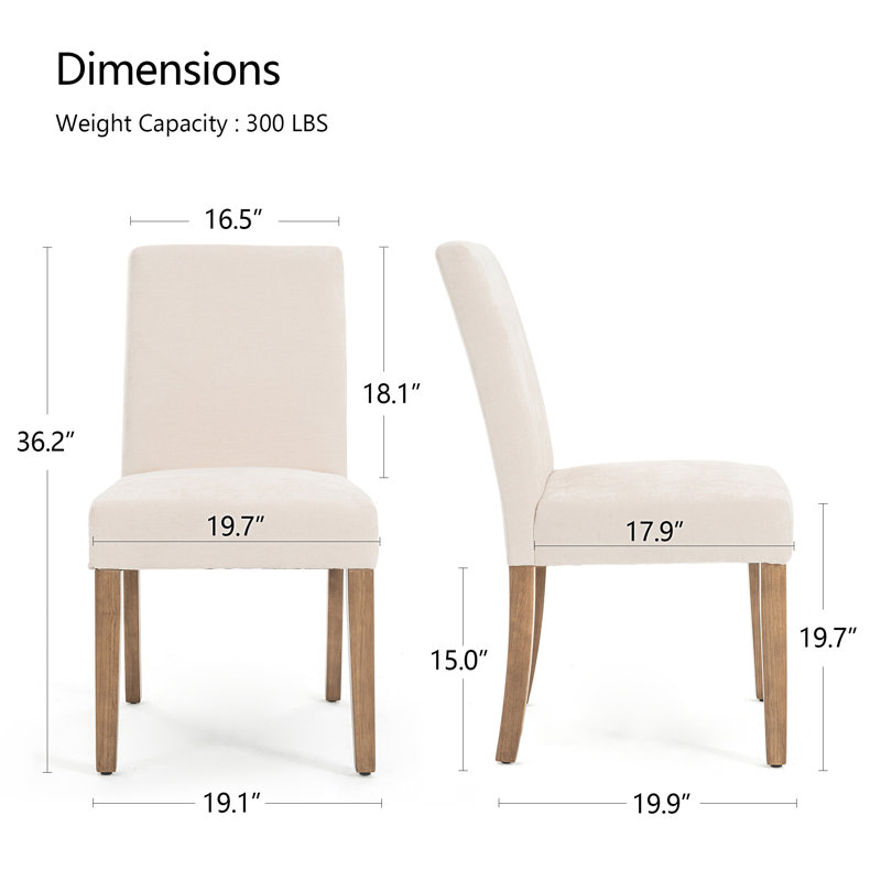 Fabric Upholstered Dining Chairs High Back Parsons Kitchen Chairs With Solid Wood Feet, Beige