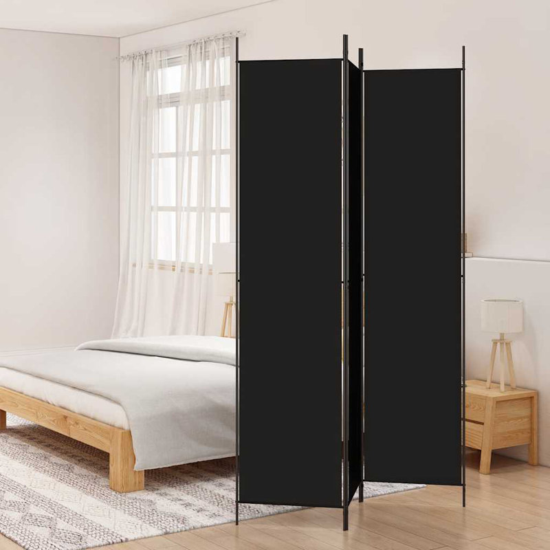 Paravent 3 panneaux vidaXL en tissu noir 59,1 "x 86,6", 3, Noir, H 86,6 po x l 59 po