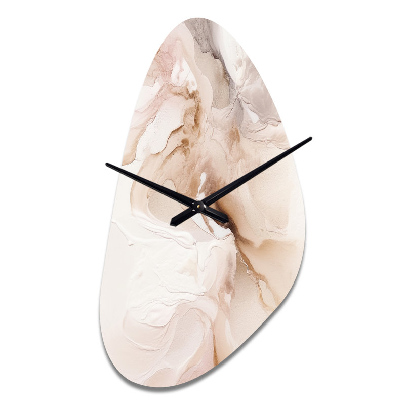Horloge brune délicate en marbre II - horloge en métal de forme irrégulière, Grand