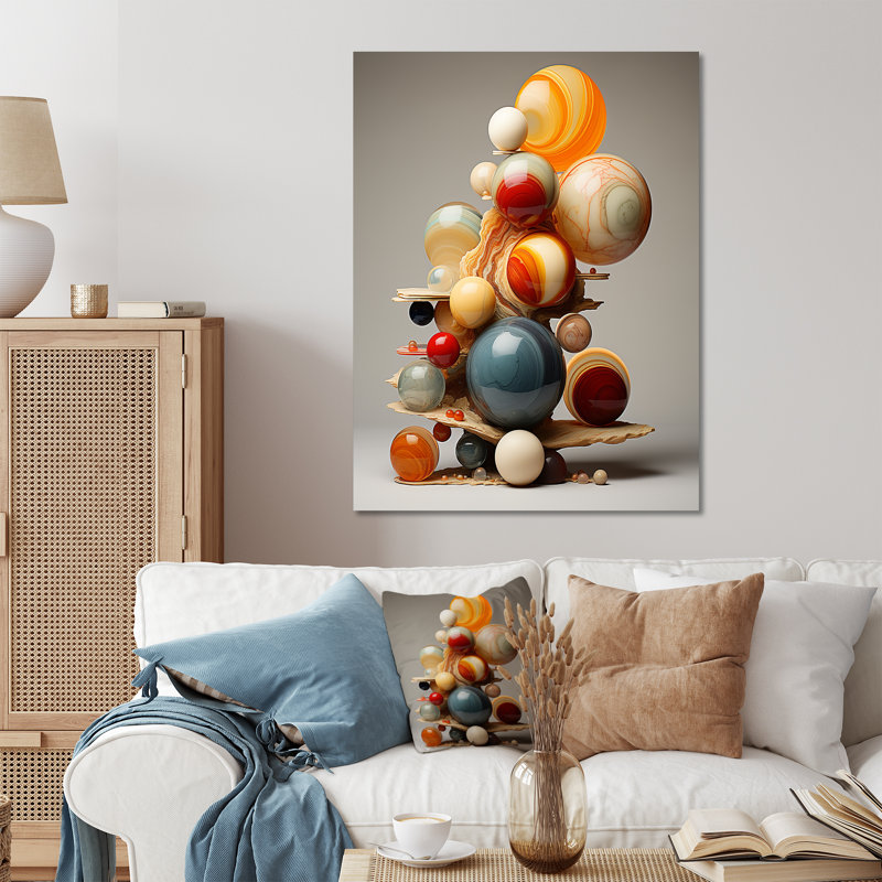 Abstract Geometric Marbles Pyramid II - Abstract Metal Wall Art Decor, 20" H x 12" W x 1" D