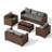 5-Pieces Wide Armrest Outdoor Sectional Rattan Conversation Set with Storage Table.-1742763508