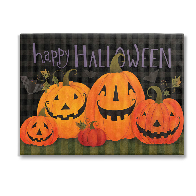 «Halloween sourire Jack-o-Lanterns» par Bernadette Deming sur, H 30 po x l 40 po