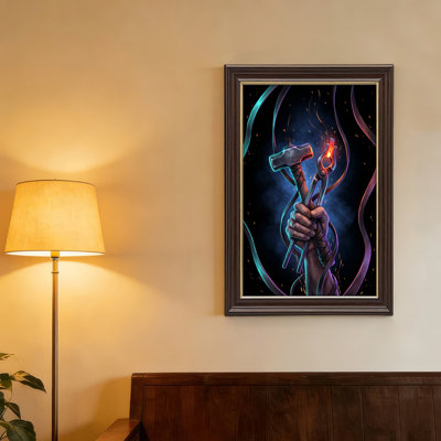 Art mural antique sur toile encadré doré pour le salon, la chambre à coucher, le bureau ou le vestibule - décoration murale décorative avec art fantastique