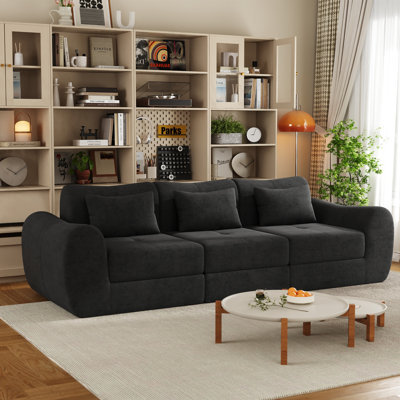 Boneless 102"Compression Boneless Sofa, Convertible Folding Cloud Couch, Soft Chenille, No Assembly Required