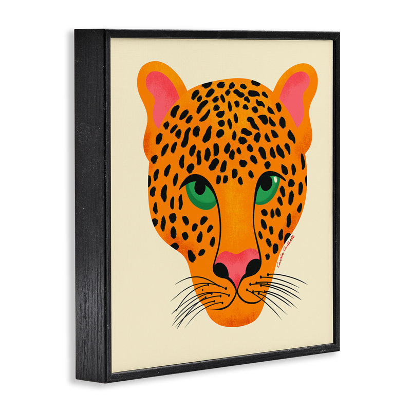 Giclée encadrée par un léopard moderne, par Carrie Cantwell, Giclée encadrée noir minuit, H 12 po x l 12 po