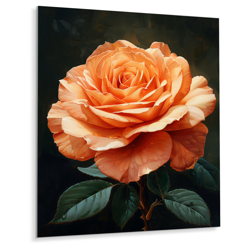 Orange orange, fleurs vibrantes - roses, art mural, Métal métal, 40" H x 30" W