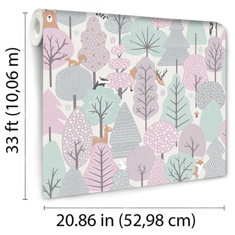 Papier peint forêt enchantée, Rose