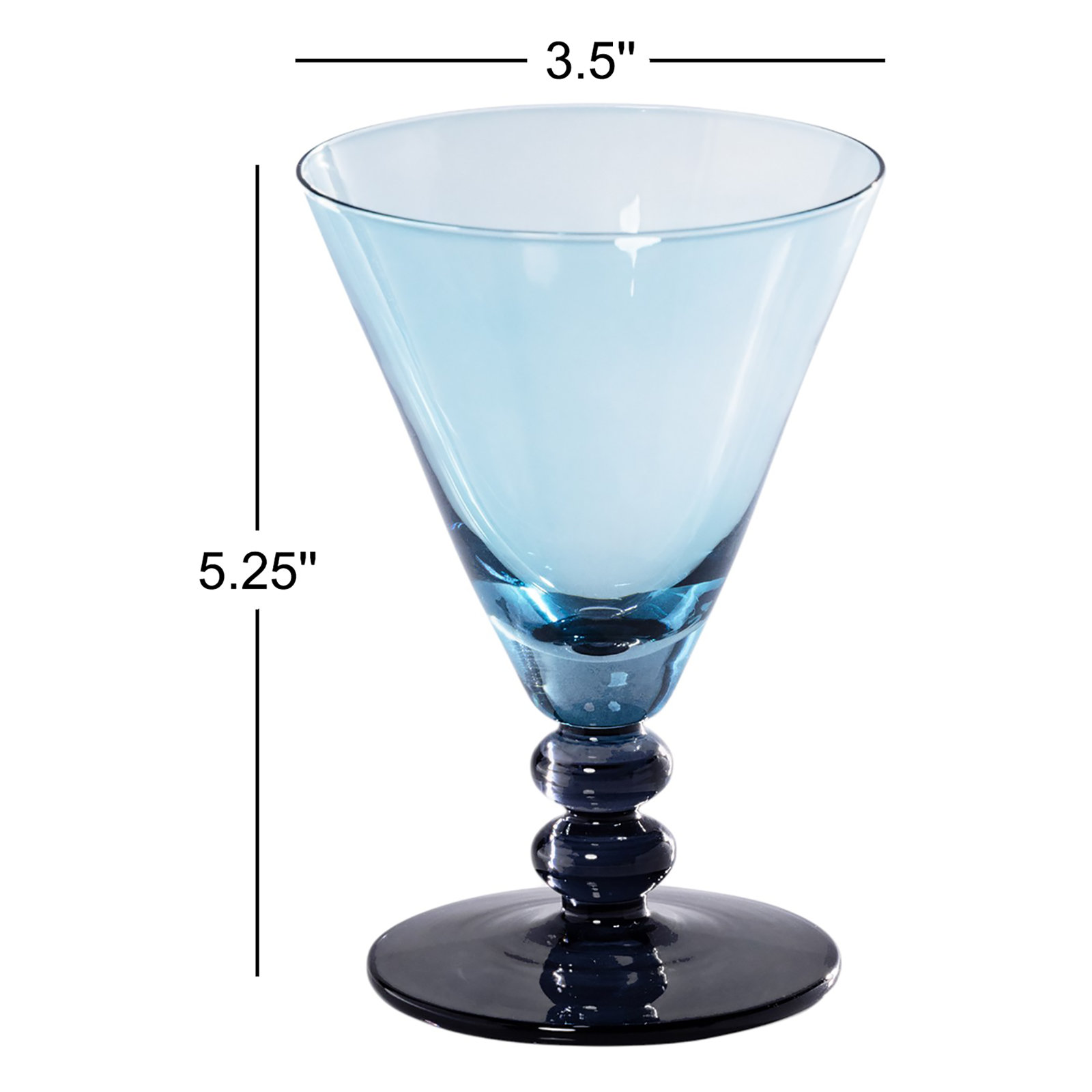 Fusion Two-Tone 6-Piece Cocktail Glass Set, Night Blue / Aqua