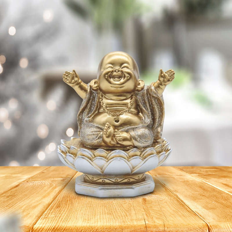 Figurine de Bouddha sur un siège de lotus 4,75 "H Maitreya