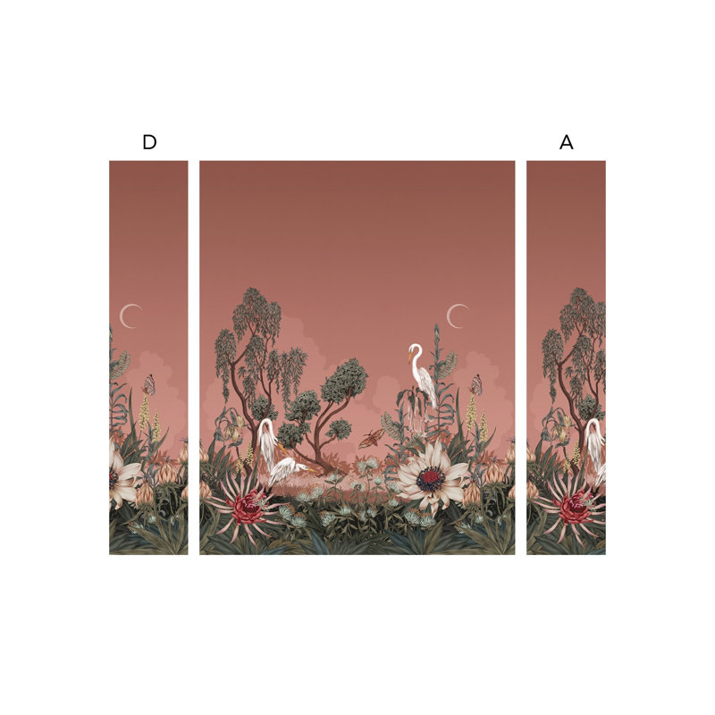 Night Heron Mural | Pre-pasted / Mural - 96" x 124", Carnelian