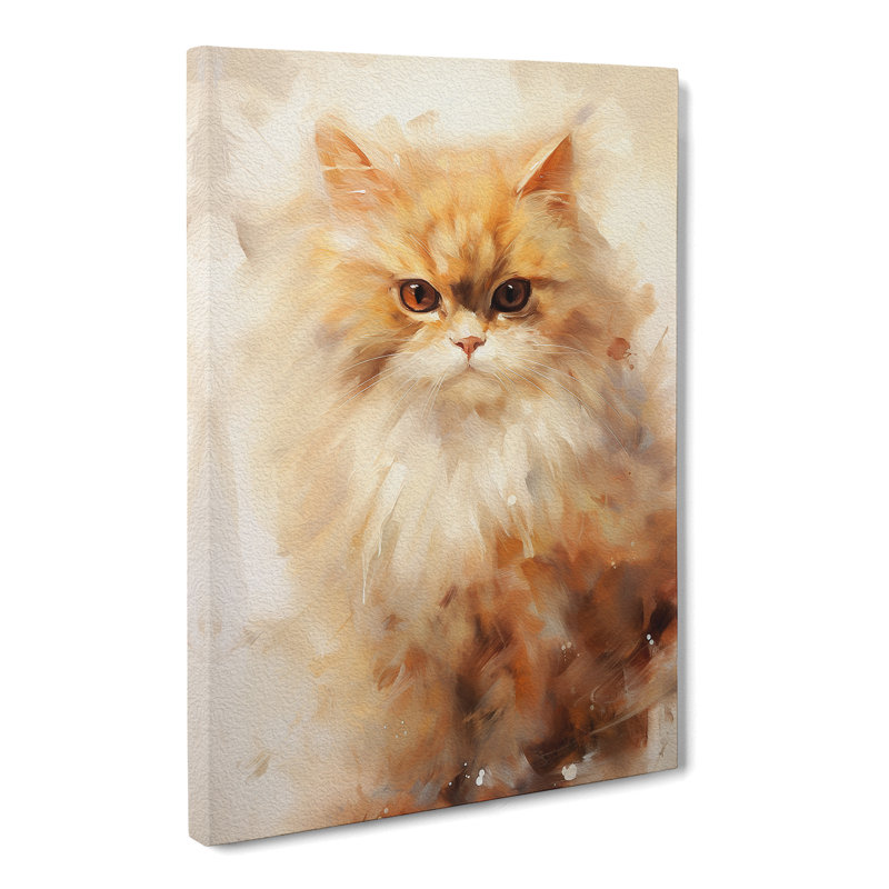 Persian Cat Gestural - Wrapped Canvas, 76cm H x 50cm W x 3cm D