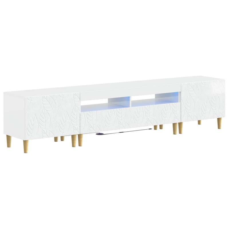 TV Stand, 43cm H x 198cm W x 35cm D, High Gloss White