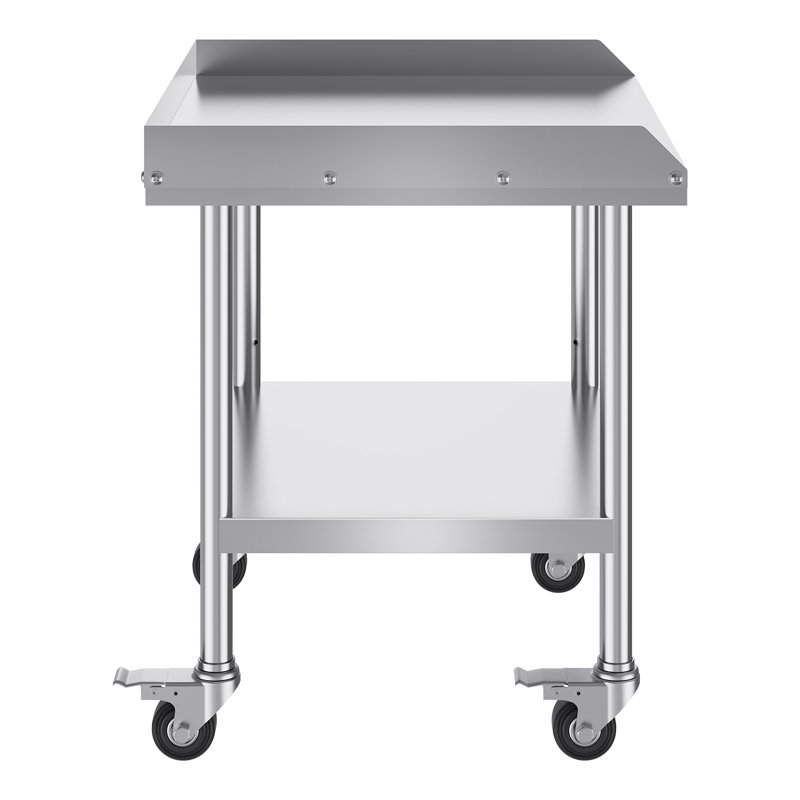VEVOR Stainless Steel 28'' Adjustable Portable Work Table with Wheels