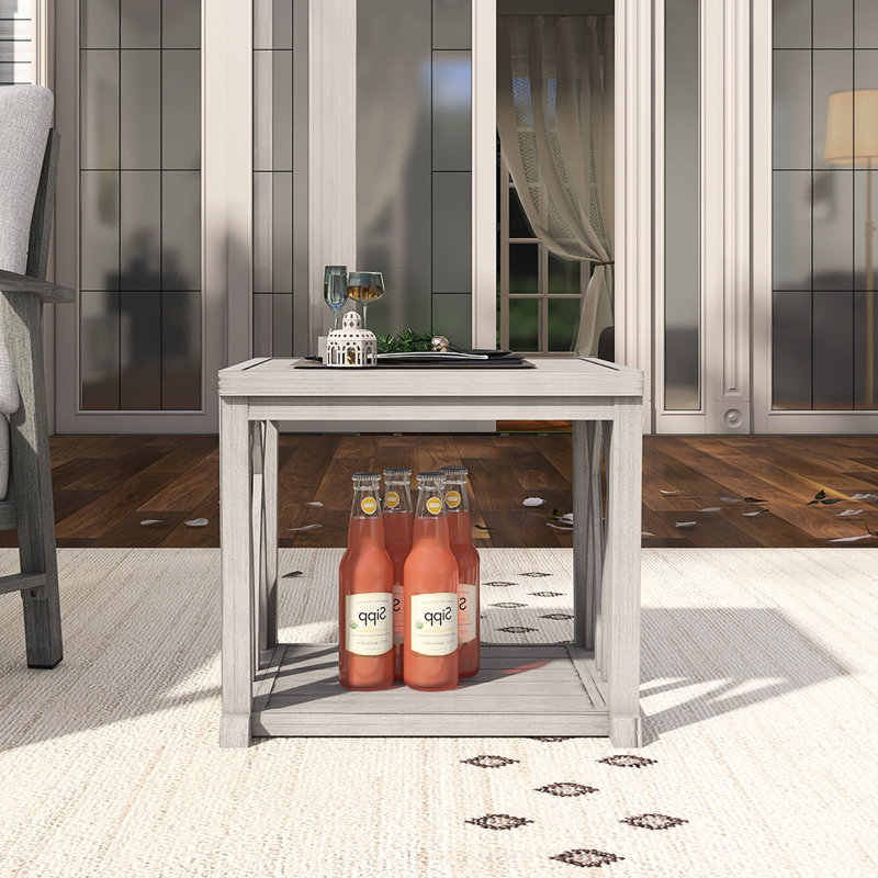 Table d'appoint extérieure en aluminium l 20 po avec rangement à 2 niveaux