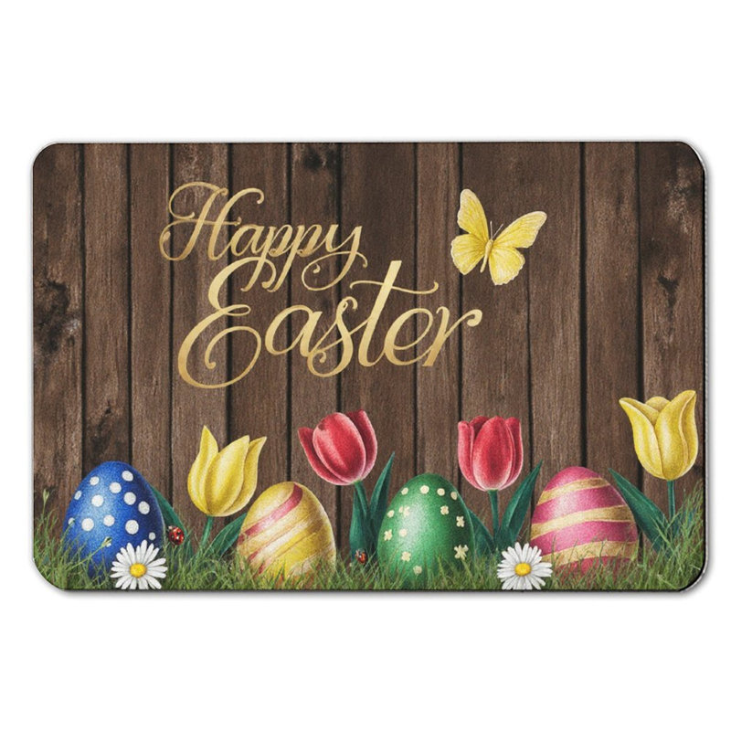 Easter Eggs on Wood Bath Mat, 36 x 24 inch