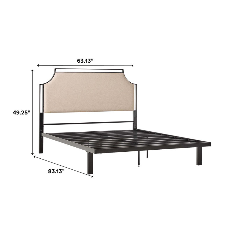 Jerwan Upholstered Queen Platform Bed, Tan