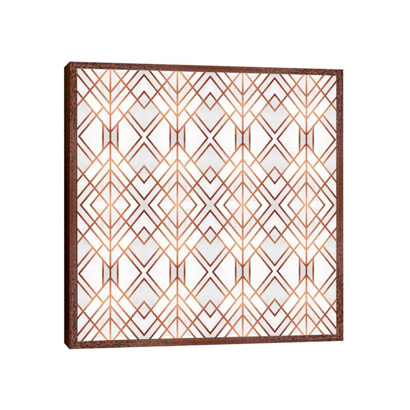 Copper Geo - Single Picture Frame Print on Canvas, Brown Framed, 66.04 cm H x 66.04 cm W
