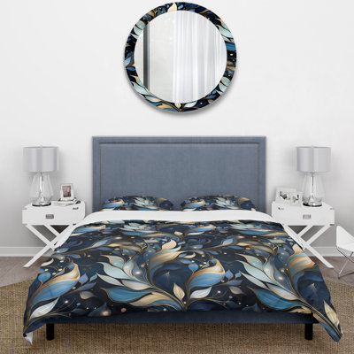 Midnight Mirage Moody Patterns II - Ensemble de housse de couette damassé - Microfibre de polyester