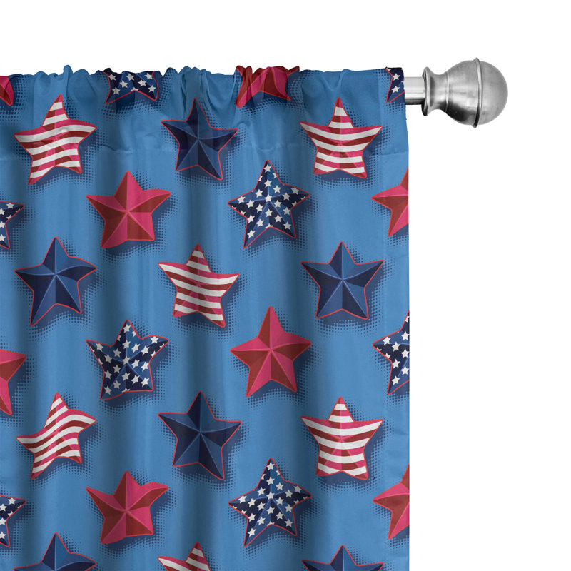 4Th of July Semi-Sheer Rod Pocket Sliding Panel, 28" x 63"