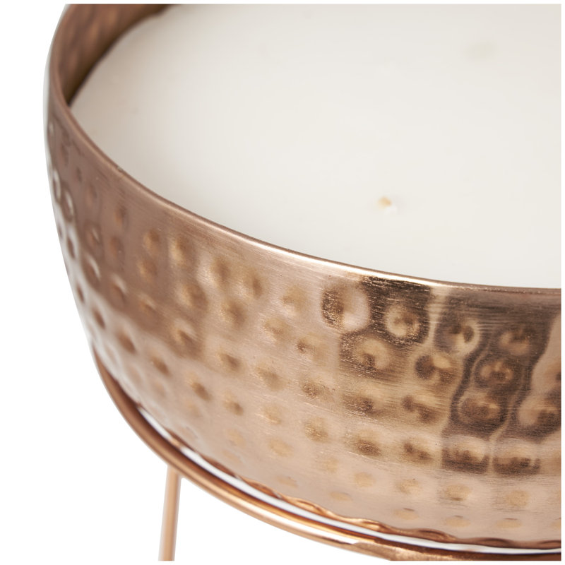 Grande bougie décorative martelée en métal avec cire blanche, H 4,2 po x l 11,2 po x L 11,25 po