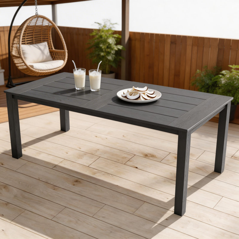 Table de salle à manger d'extérieur en plastique pour l'extérieur, Gris